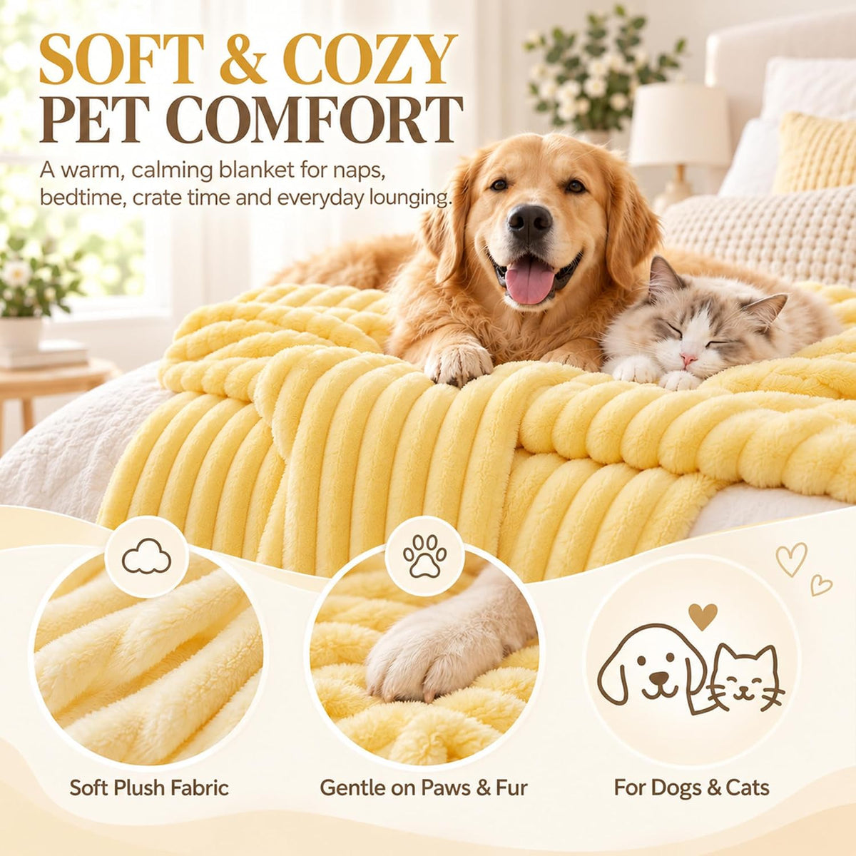 2027 NEW Emotional Support Blanket for Dogs (Yellow,27×39 in)