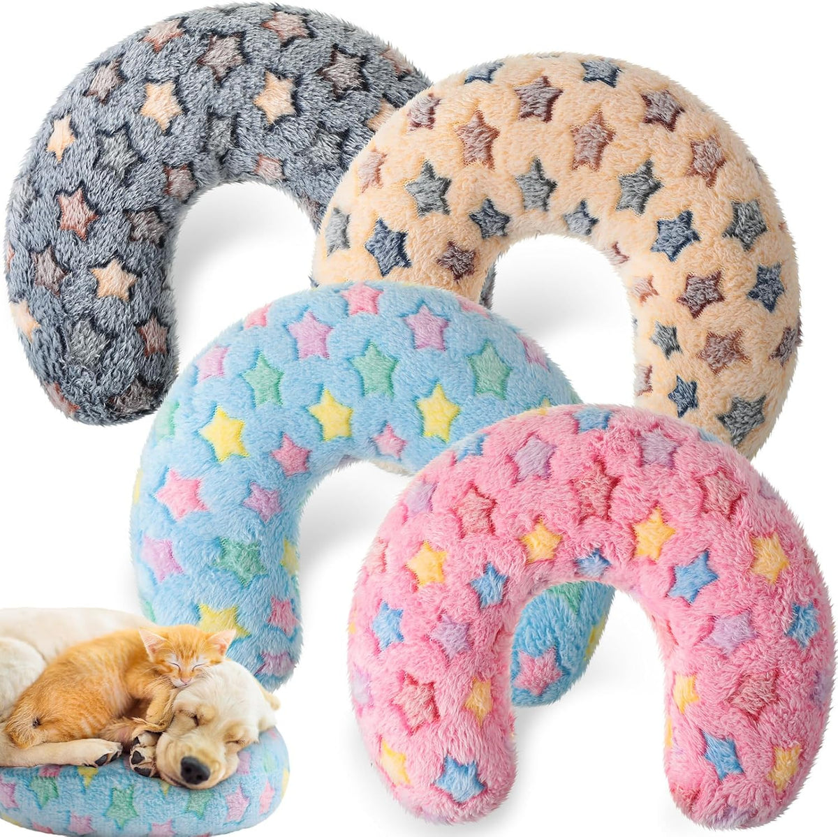 4 Pcs Cat Pillow Calming Pet Dog Neck Pillow, Paw, Medium