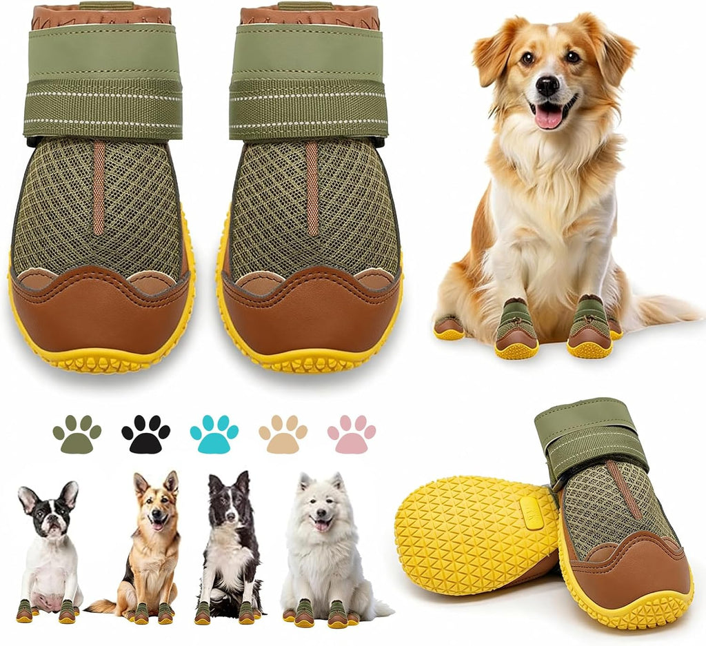 Dog Boots for Large Dogs, Medium Dog Boots & Paw Protectors for Hardwood Floors, Outdoor Dog Booties for Hot Pavement Wi
