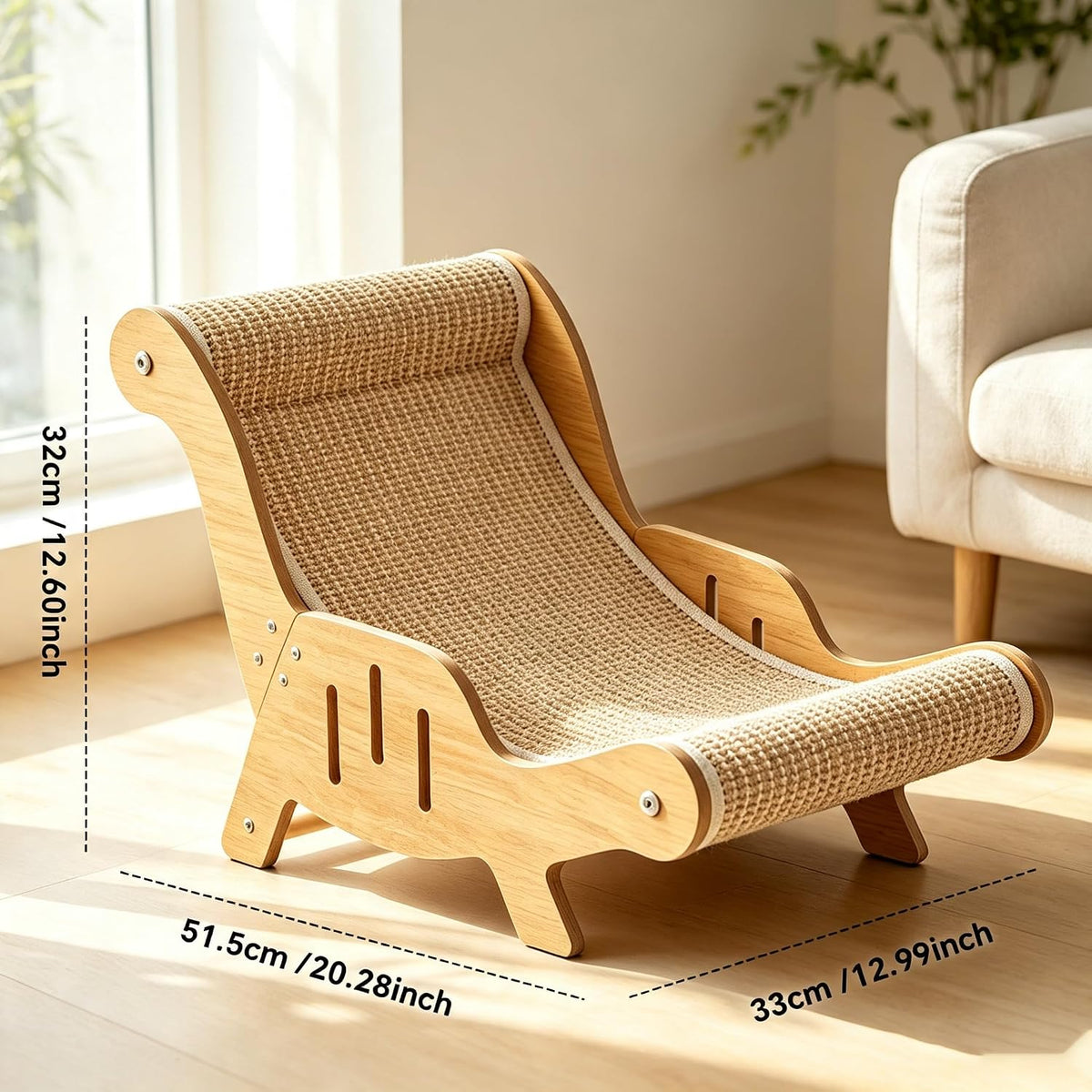 Cat Scratcher Lounge Chair with Wooden Frame