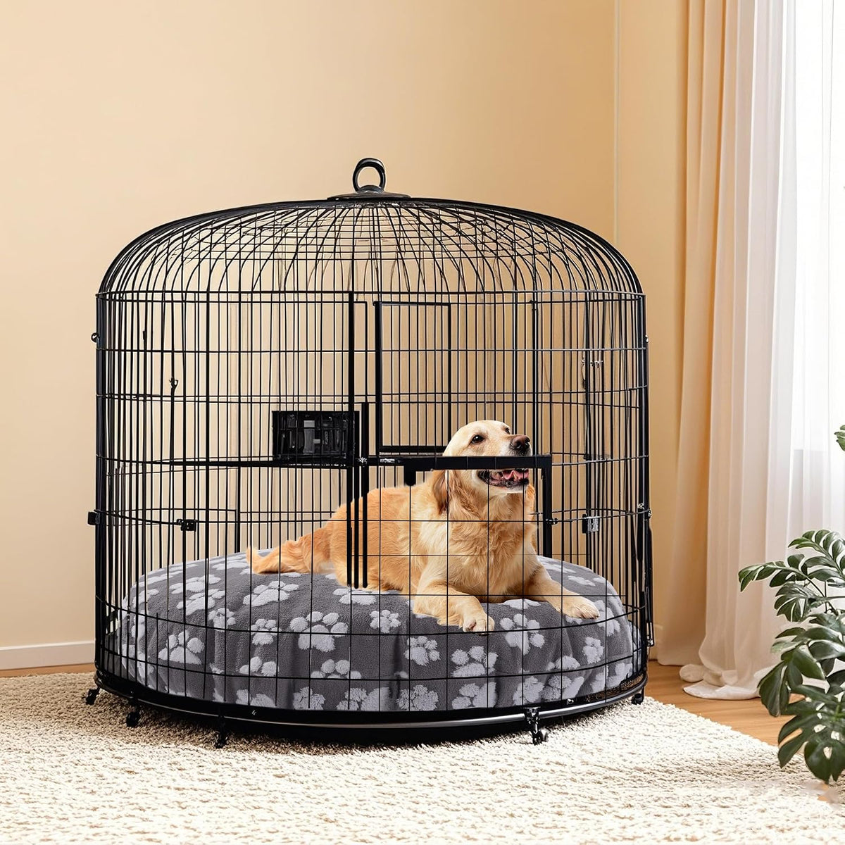 Washable Dog Bed Covers Replacement Round Waterproof Bed Cover for Dog Soft Pet Bed Cover with Lovely Dog Paw Print and 