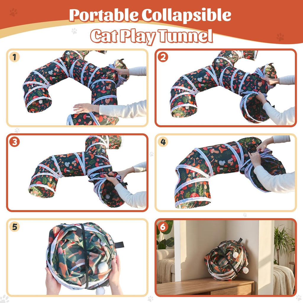 Cat Tunnel for Indoor Entertainment, Tear-Resistant Cat Play Tube with Play Ball, Collapsible Pet Tube with Interactive 