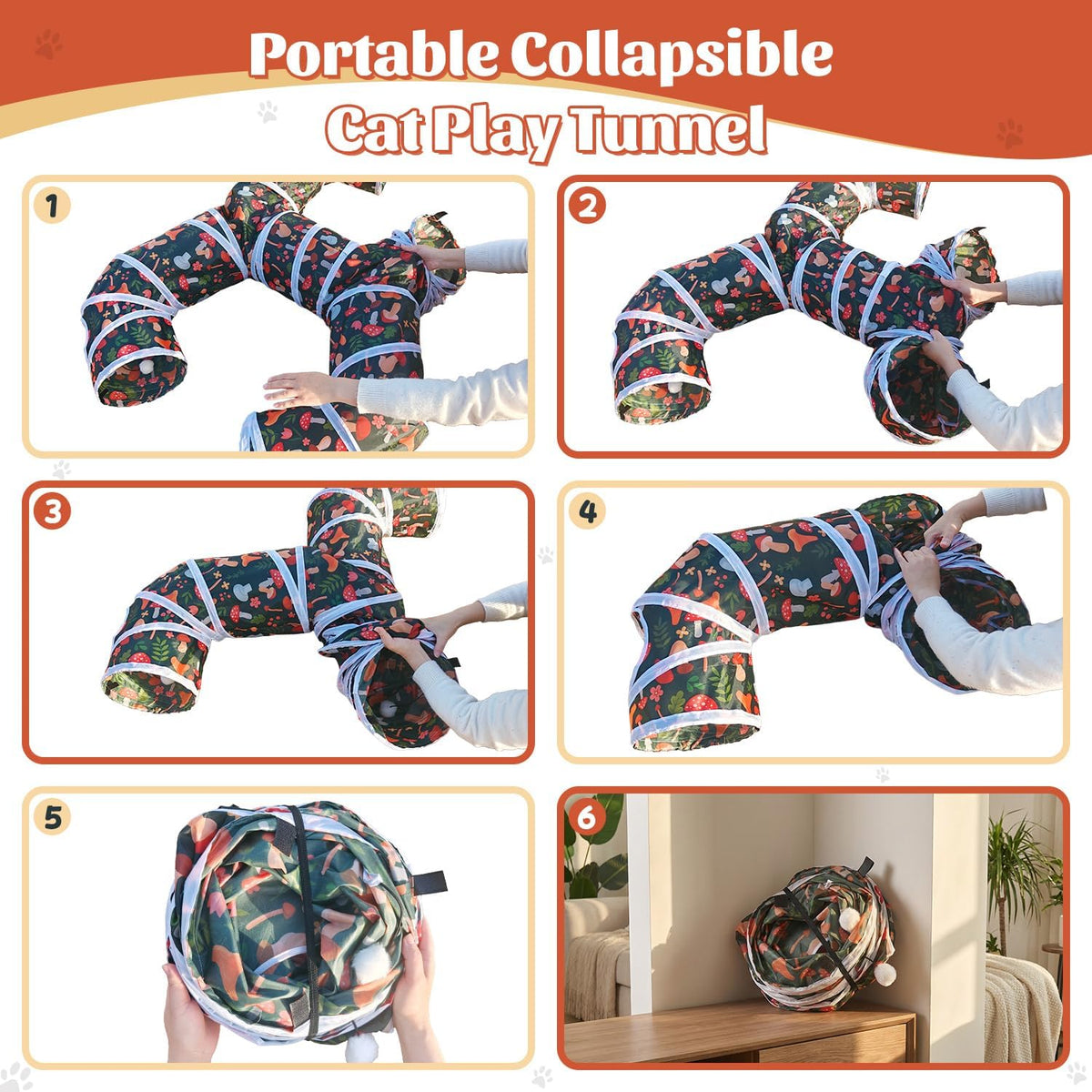Cat Tunnel for Indoor Entertainment, Tear-Resistant Cat Play Tube with Play Ball, Collapsible Pet Tube with Interactive 
