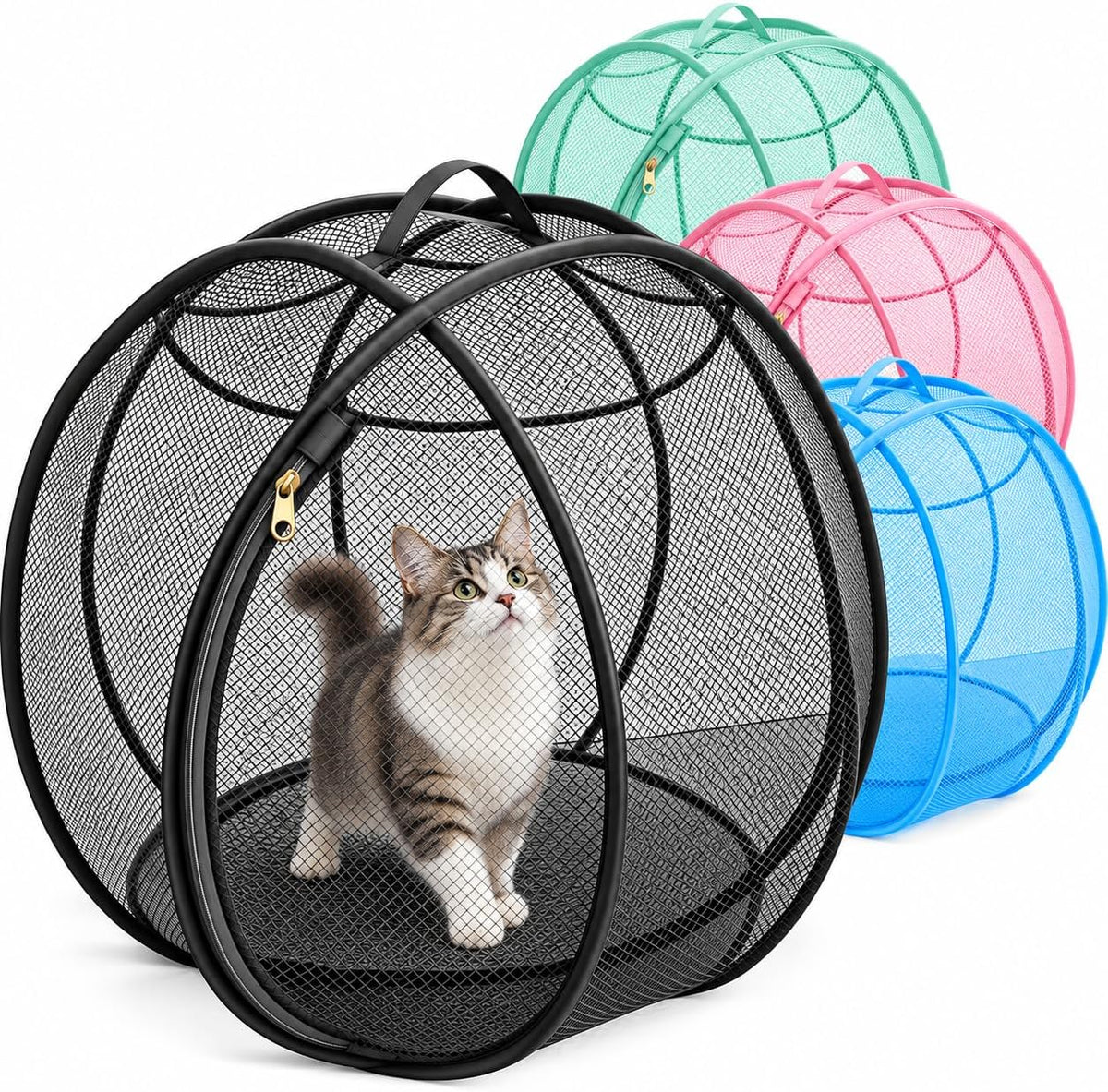 Rolling Cat Ball, Outdoor Cat Enclosure, 27" Foldable Rolling Cat Playpen
