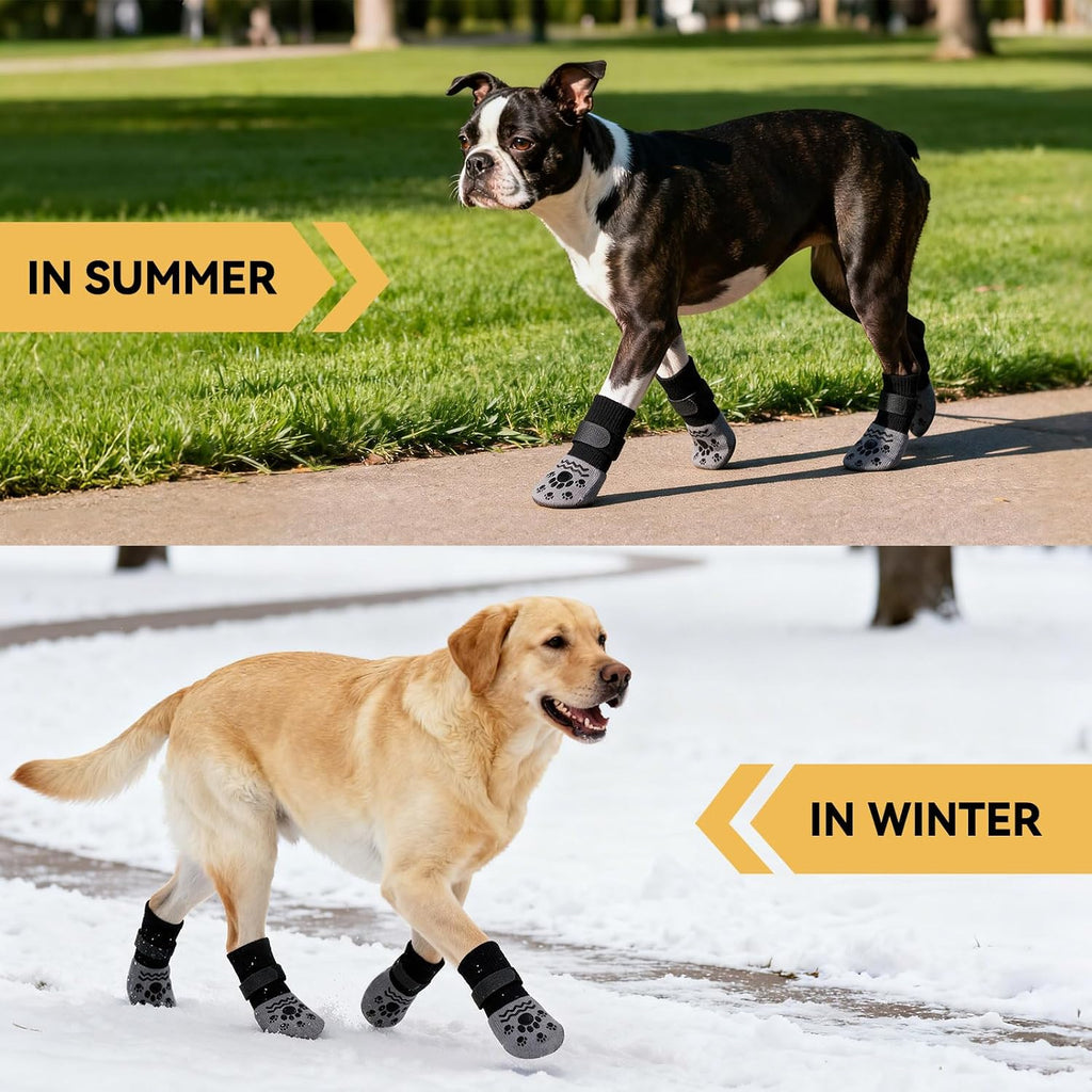 Non-Slip Dog Socks Prevents Paw Licking Grippy Dog Socks Paw Protector for Hot & Cold Pavement for Small Medium Large Do