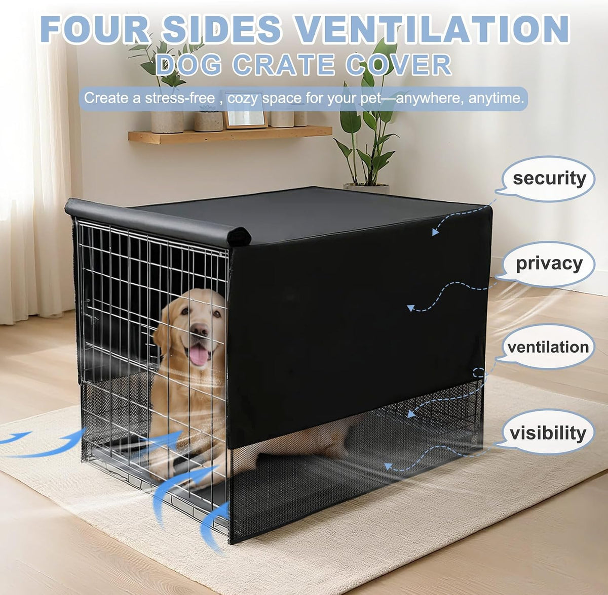 Explore Land Breathable Dog Crate Cover, 24 inches (Black)