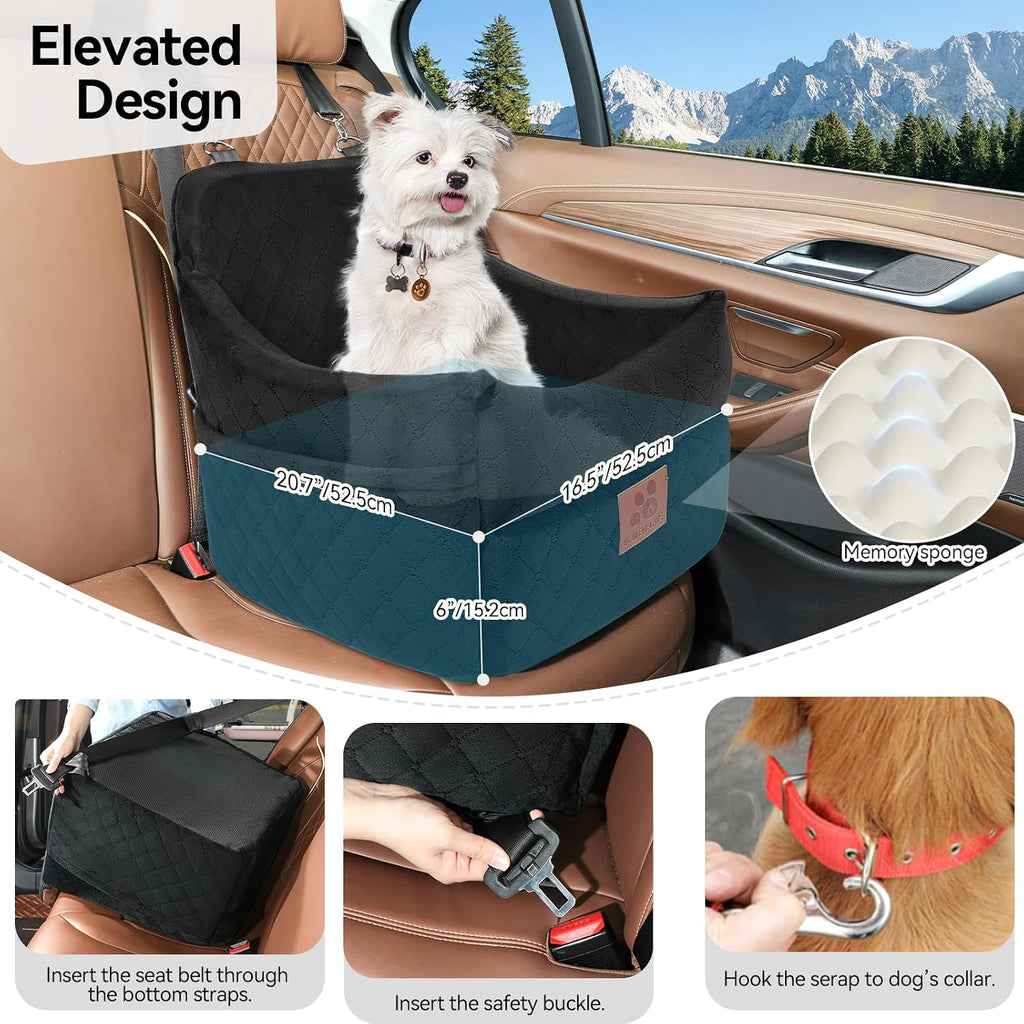 Dog Car Seat for Small/Medium Dogs, Dog Booster Car Seats with Thick Cushion for Dogs Under 35lbs, Detachable Washable P