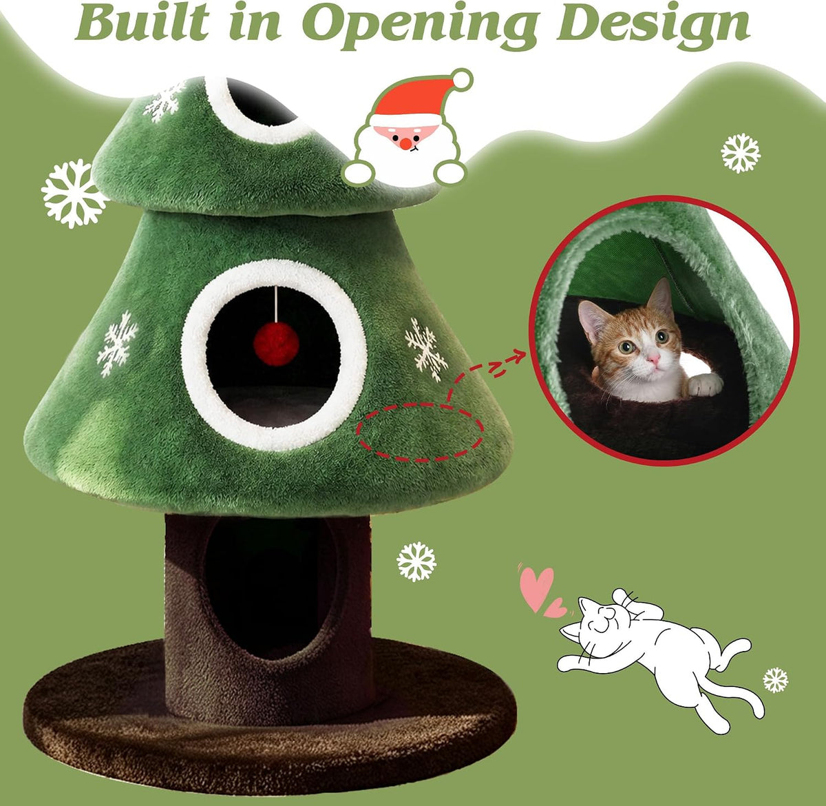 SHA CERLIN 76" Christmas Cat Tree Tower, Multi-Level Condo for Indoor Cats