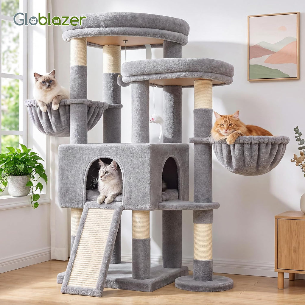 Globlazer Sturdy Cat Tree for Large Adult Cats with Scratching Posts, C52