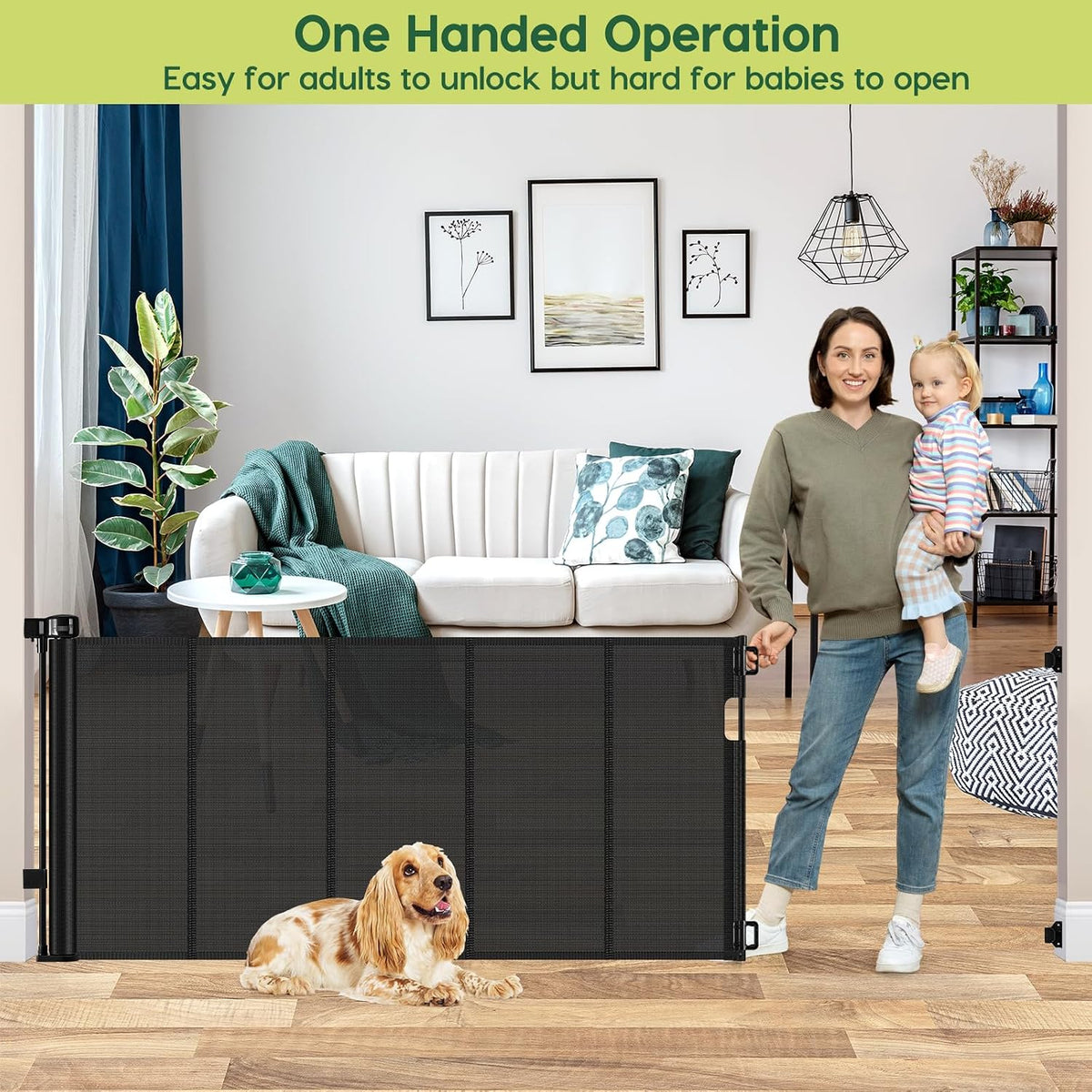 Reinforced 80 Inch Retractable Baby Gate Extra Wide Baby Gate for Wide Openings, Indoor/Outdoor Retractable Dog Gate for