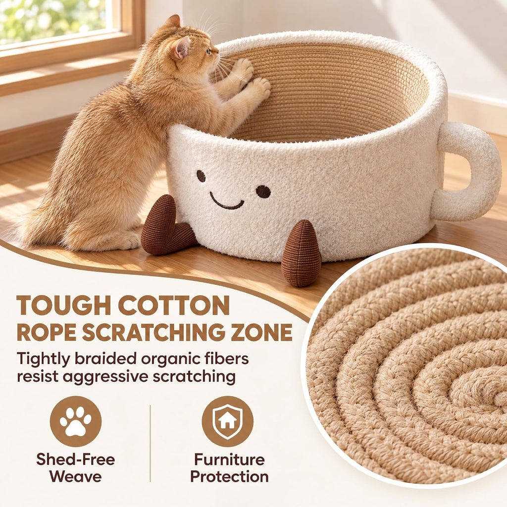 Coffee Cup Cat Bed, Teacup Shaped Handwoven Pet Bed for Cats Small Dogs
