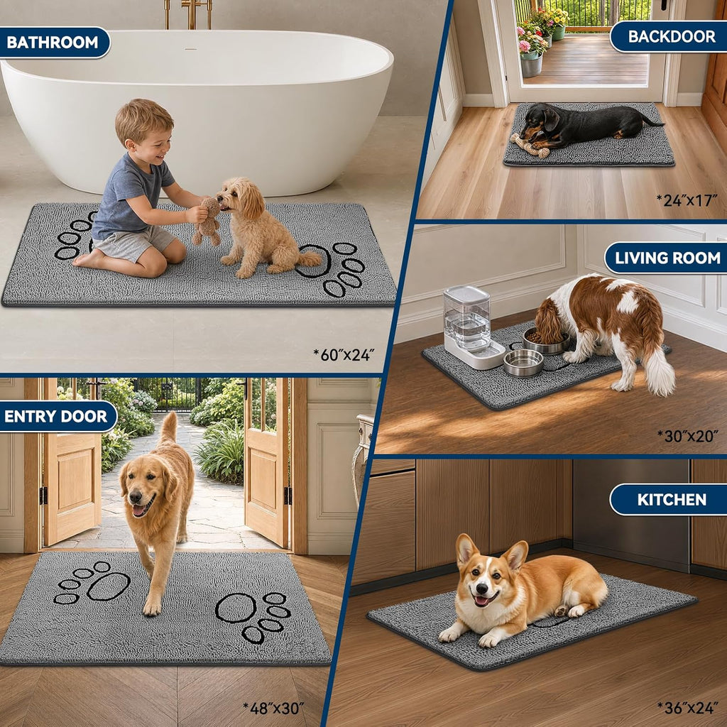 Super Absorbent Dog Door Mat, 30"*20" Anti Slip Mat for Muddy Paws