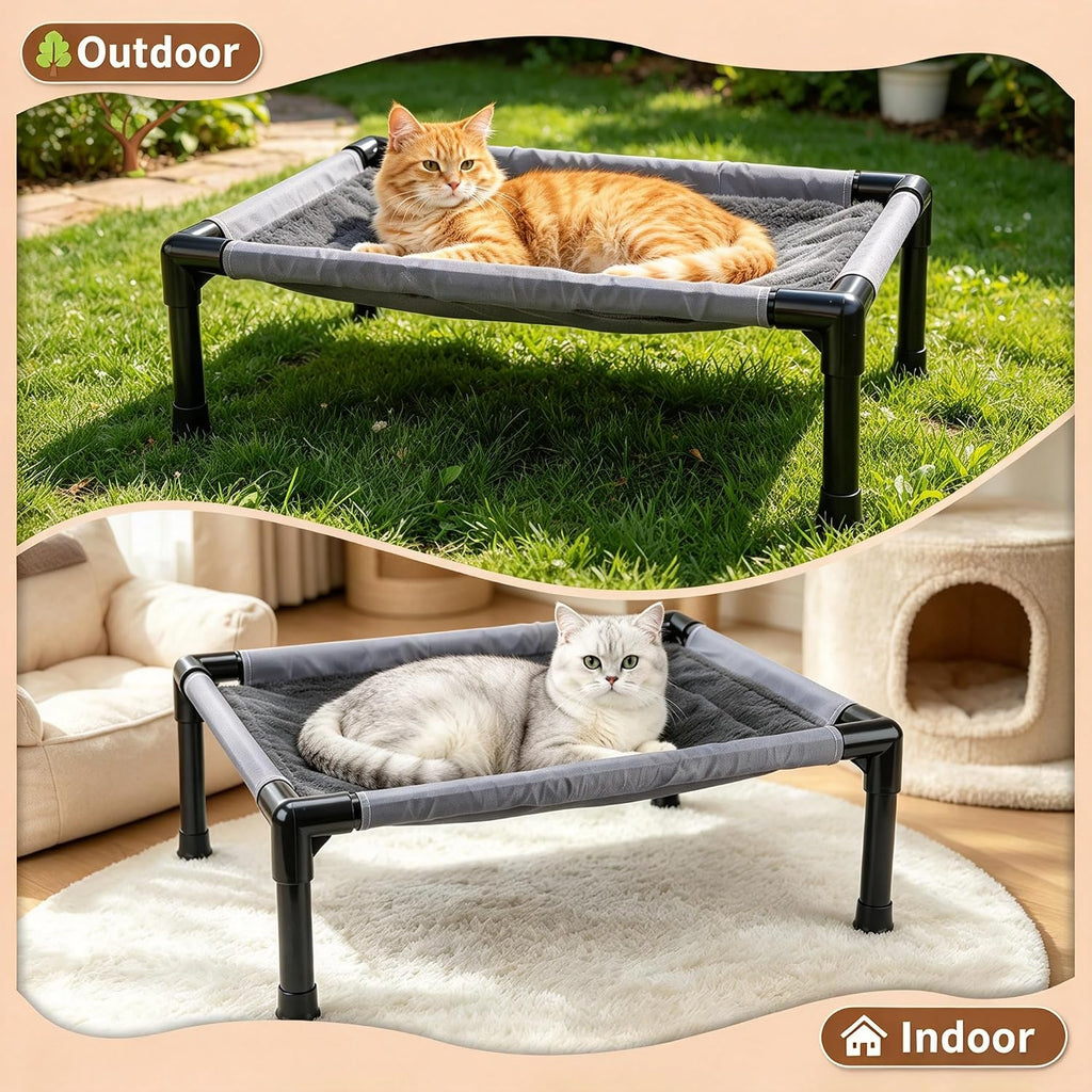 FHTONGE Elevated Cat Hammock Bed, Fur Cot for Large Cats Rabbits Small Dog
