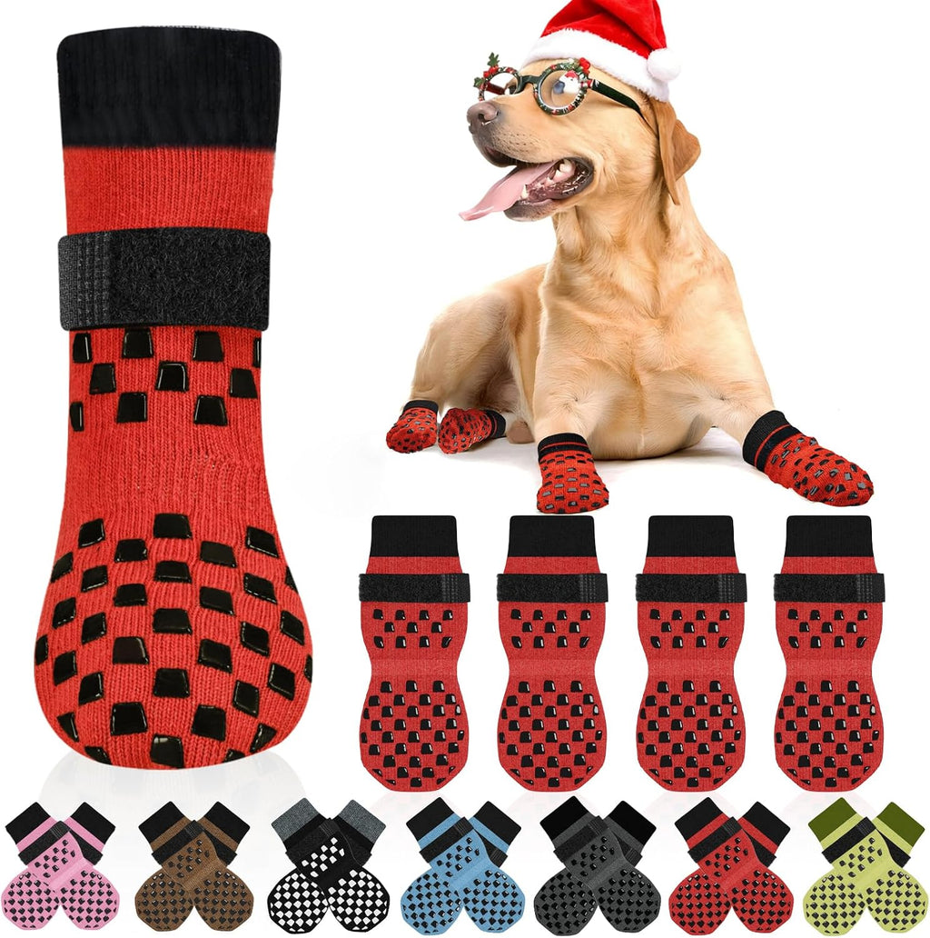 Anti Slip Dog Socks to Prevent Licking Paws, Dog Shoes for Hot/Cold Pavement, Dog Boots on Hardwood Floors, Traction Con