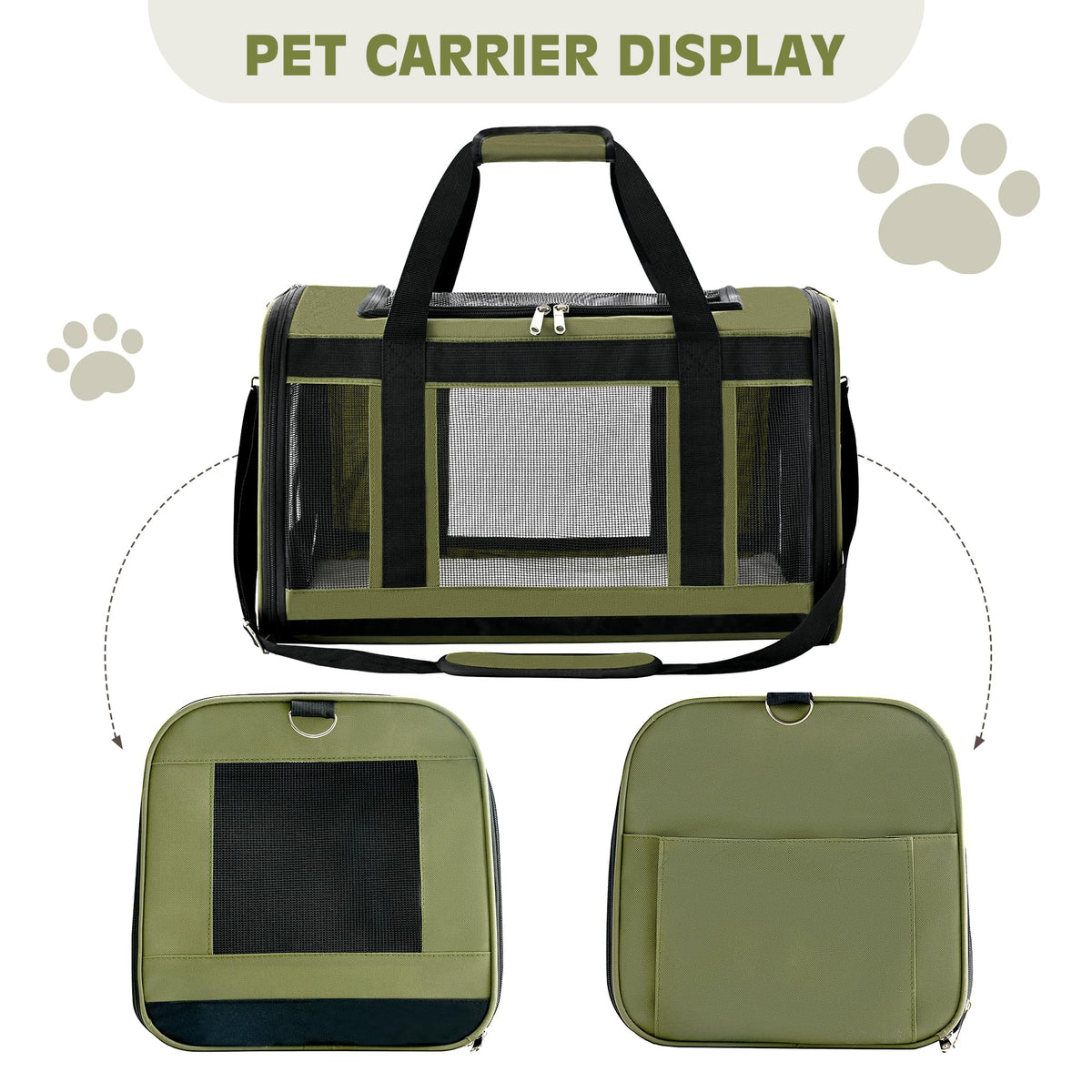 Extra-Large Cat Carrier, Soft-Sided Collapsible Pet Carrier up to 22 lbs