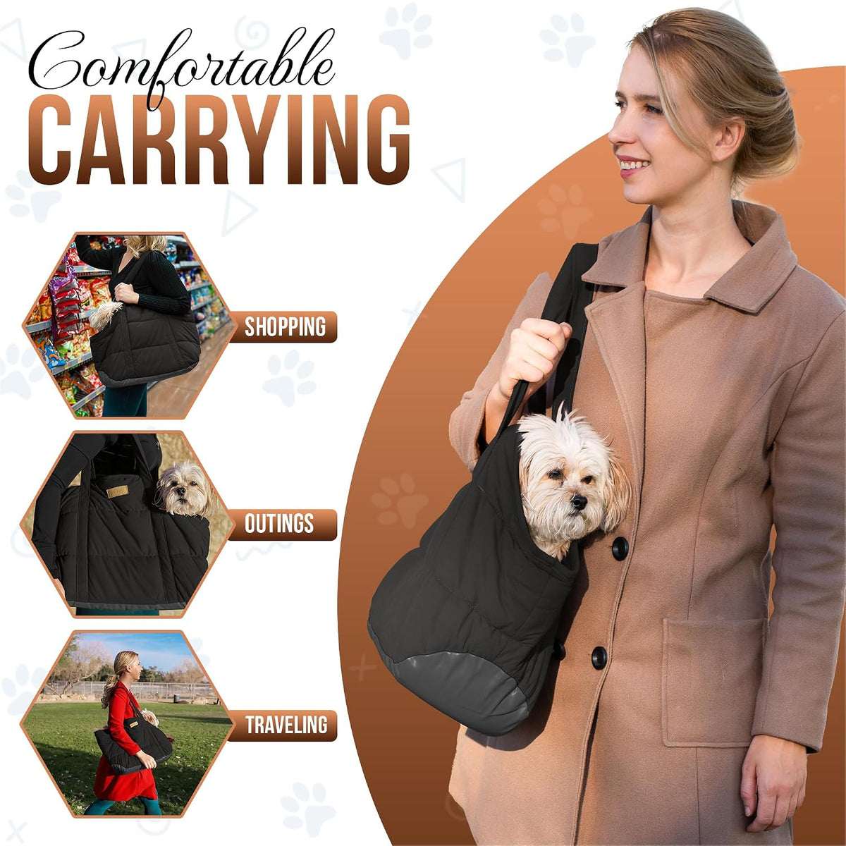 Plush Dog Purse Carrier for Small Dogs, Soft Tote, Black