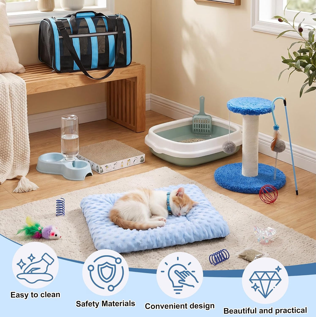 12 Pcs Kitten Starter Kit for Indoor Cats, Kitten Essentials, Blue