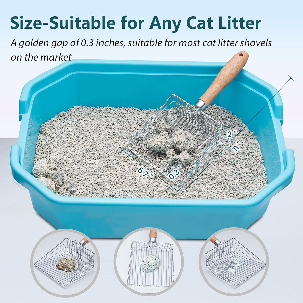 Metal Cat Litter Scoop, Heavy Duty Kitty Litter Sifter Scooper, Short