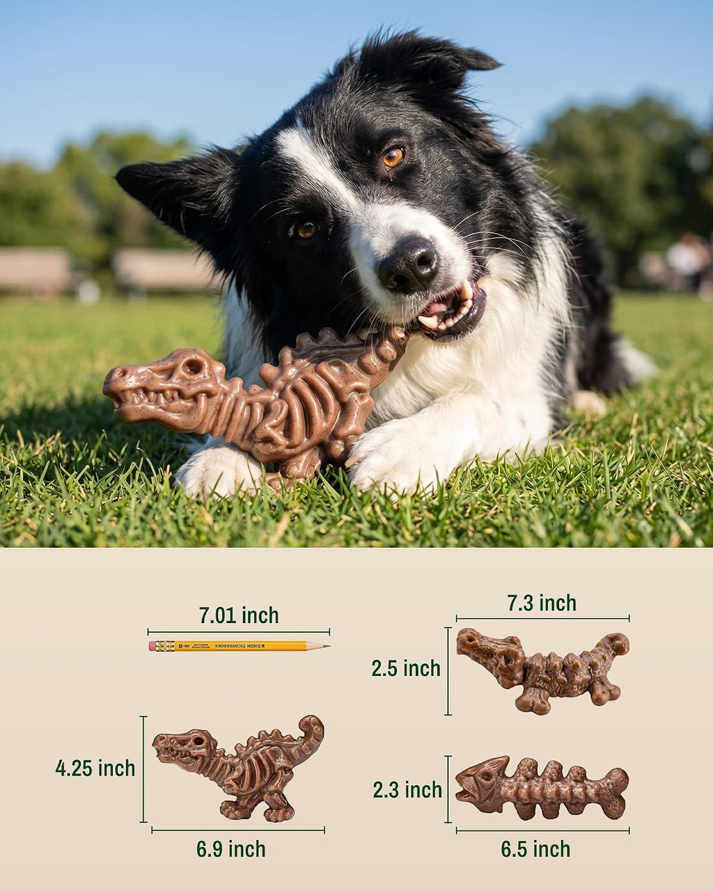 3-Pack Dog Toys for Aggressive Chewers 25-90 lbs,Bacon Flavored