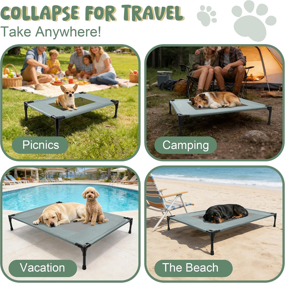 Maerd Elevated Dog Bed,34"L x 24"W x 7"H Raised Cooling Cot for Medium Dogs