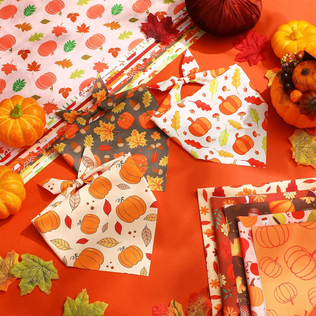 Abbylike 50 Pcs Fall Thanksgiving Dog Bandanas Bulk, Pumpkin, Large Dogs