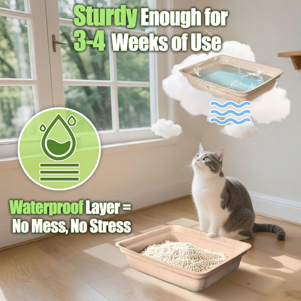 Disposable Litter Box for Cats Large: 2/4/6/8-Pack 17.5X 13.5in Leak-Proof