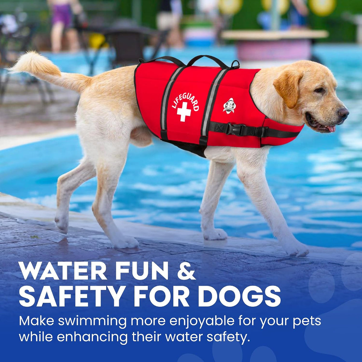 Reflective Dog Life Jacket with Handle (Red, Large)