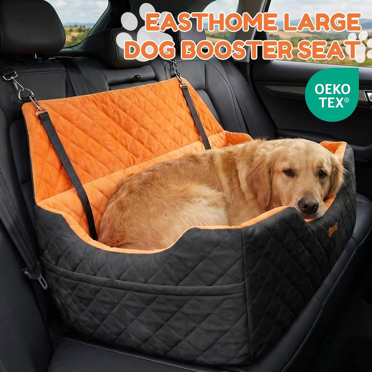 Dog Car Seat for Large Medium Dogs up to 55 lbs, Black