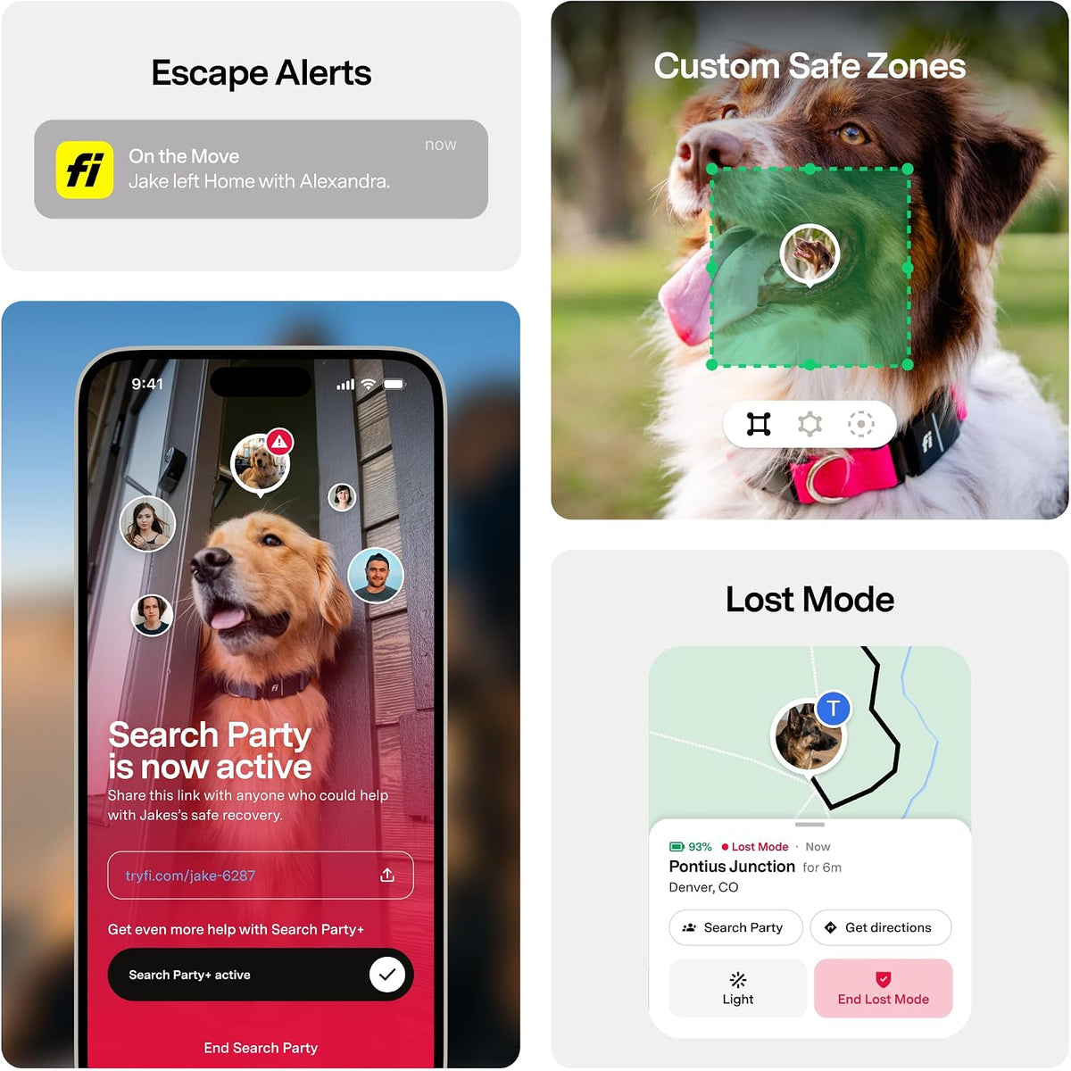 Fi Series 3+ Smart GPS Dog Collar & Pet Tracker, Pink, Large