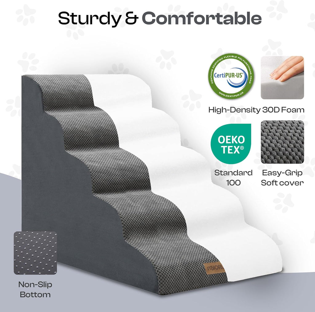 Miorun Extra Wide Dog Stairs for Large Dogs, 25"H Pet Steps for High Beds