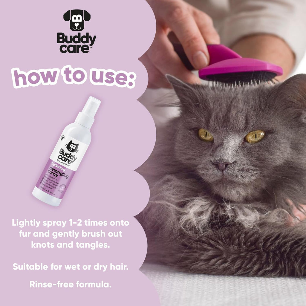 Buddycare Detangling Spray for Cats - Effective Cat Matted Fur Remover and Detangle Spray to Promote a Healthy Coat, Eas