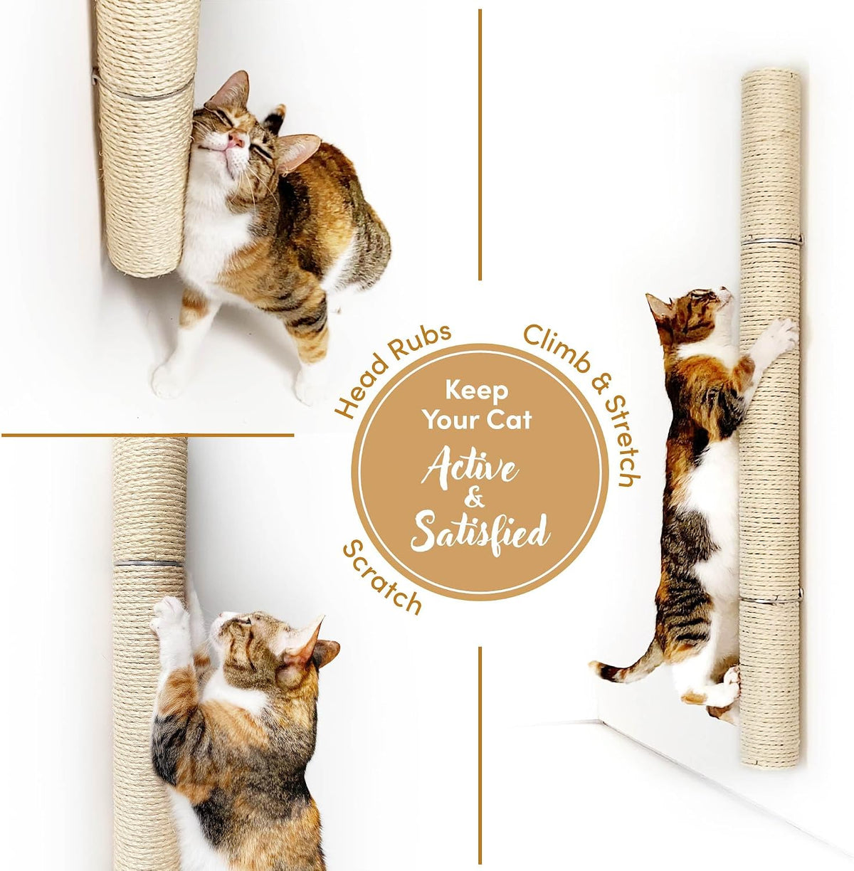 34" Wall Mounted Cat Scratcher, Sisal Scratching Post