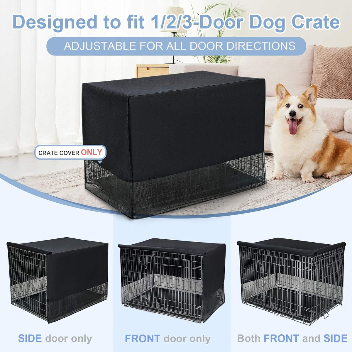 Explore Land Breathable Dog Crate Cover, 24 inches (Black)