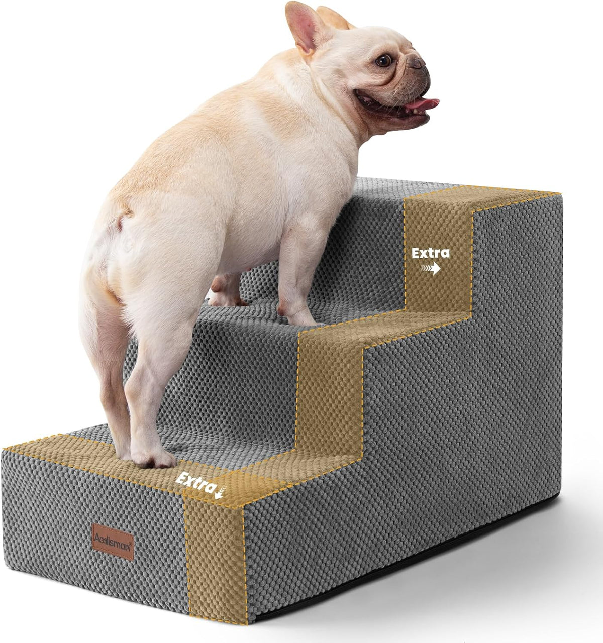 Dog Stairs for Small Dogs & Cats,3-Step Pet Steps for Couch & Bed