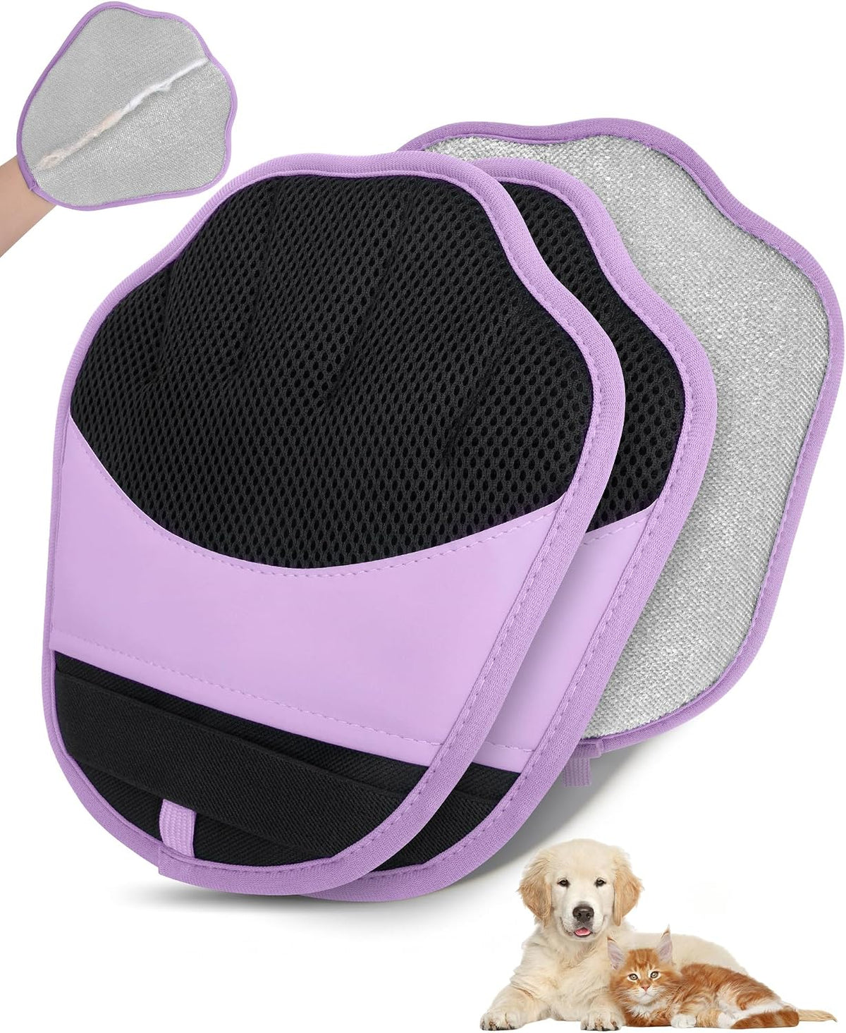2 Pack Pet Hair Removal Glove for Dogs & Cats, Reusable