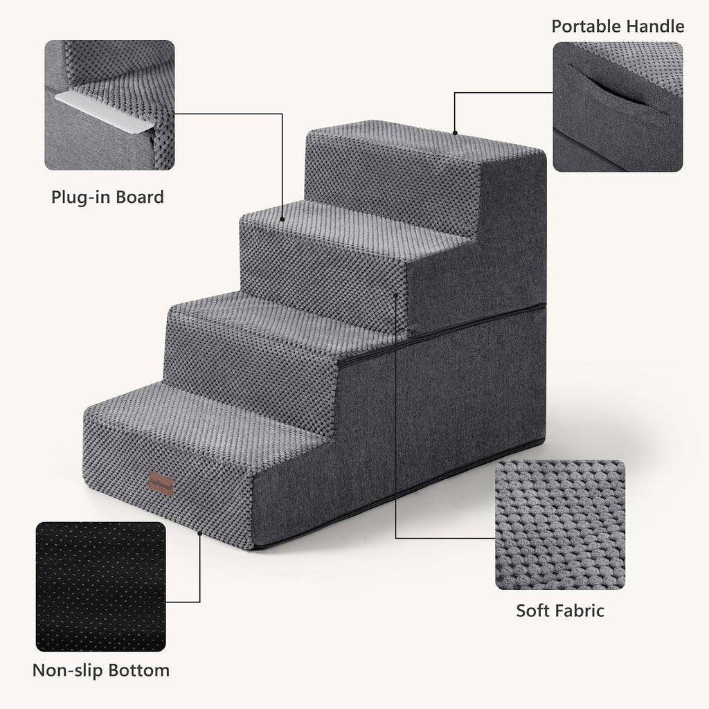 Dog Steps for Bed or Couch,4-Step Pet Stairs for Small Dogs & Cats