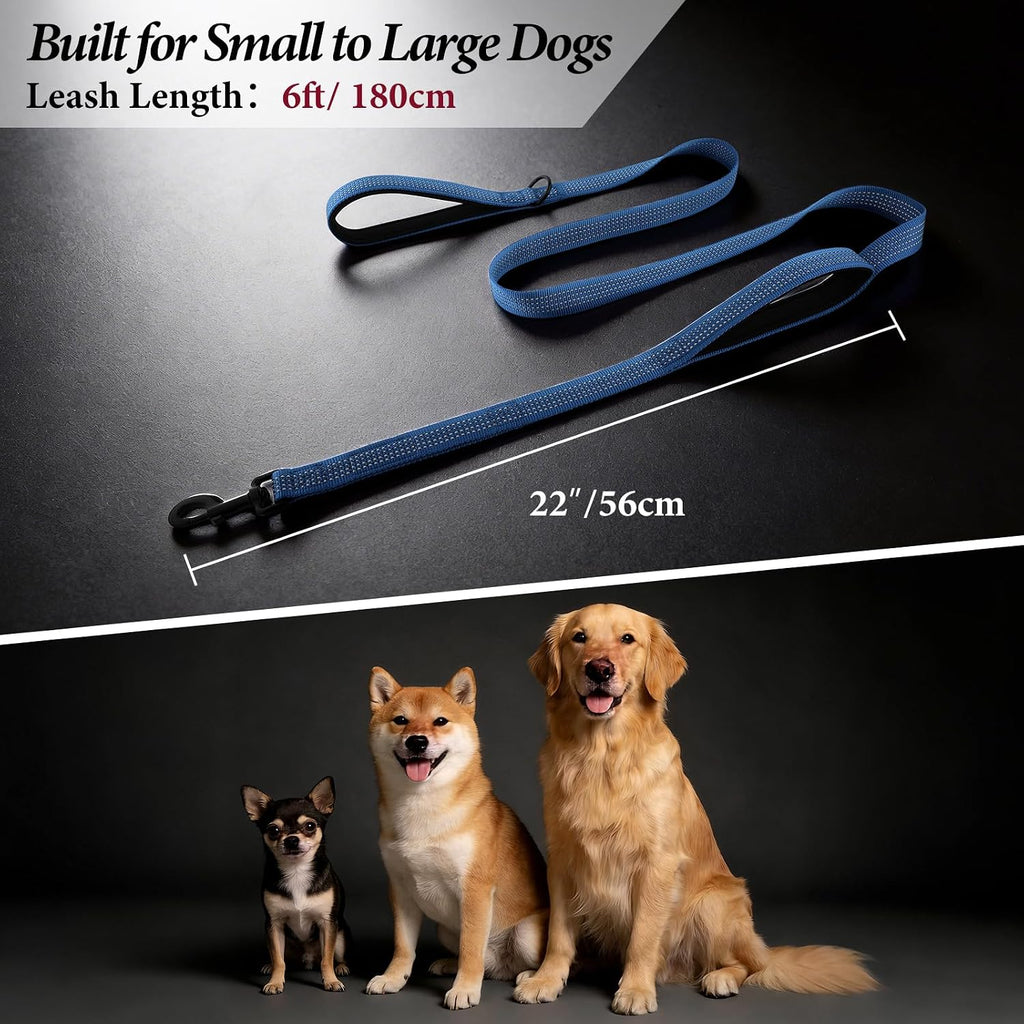 Double Handle Dog Leash, 6 FT Reflective, for Medium Large Dogs