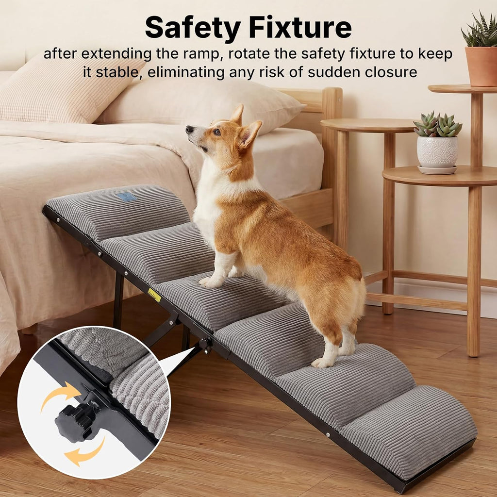 Veehoo Dog Ramp for Bed Couch Small Large Dogs, Foldable Pet Ramp 17“-23''H