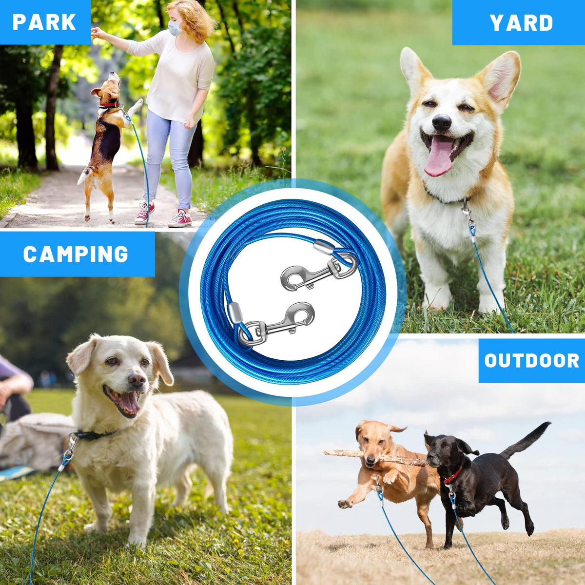 HaiYUAN Dog Tie Out Cable, Dog Runner Cable