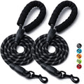 2 Pack Dog Leash, Heavy Duty Nylon Rope Pet Leashes (5FT-1/2,Black/Black)