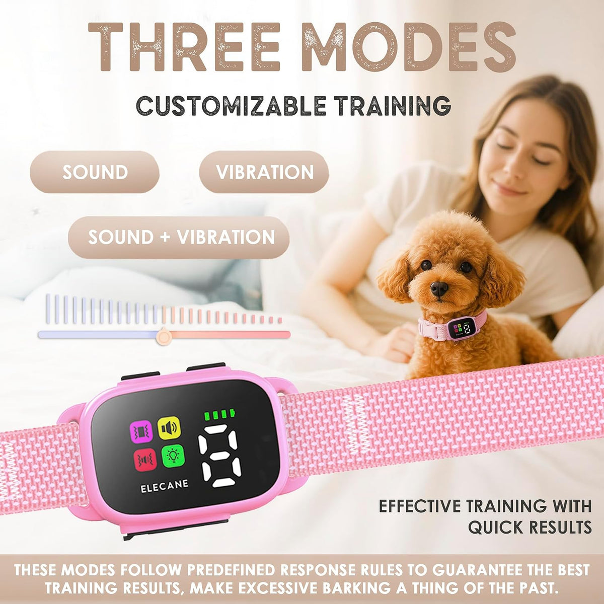Tiny Bark Collar for Small Dogs 5-15 lbs and Puppies - No Shock Anti Barking Collar - Rechargeable Smart Collar for Dog 