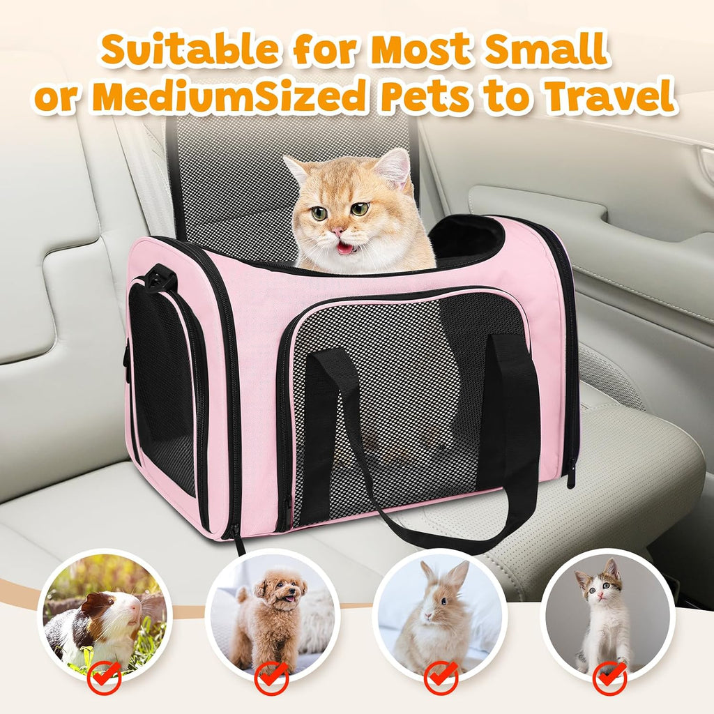 Large Cat Carrier Soft Up to 28 Lbs, Breathable Pet Bag with Steel Frame