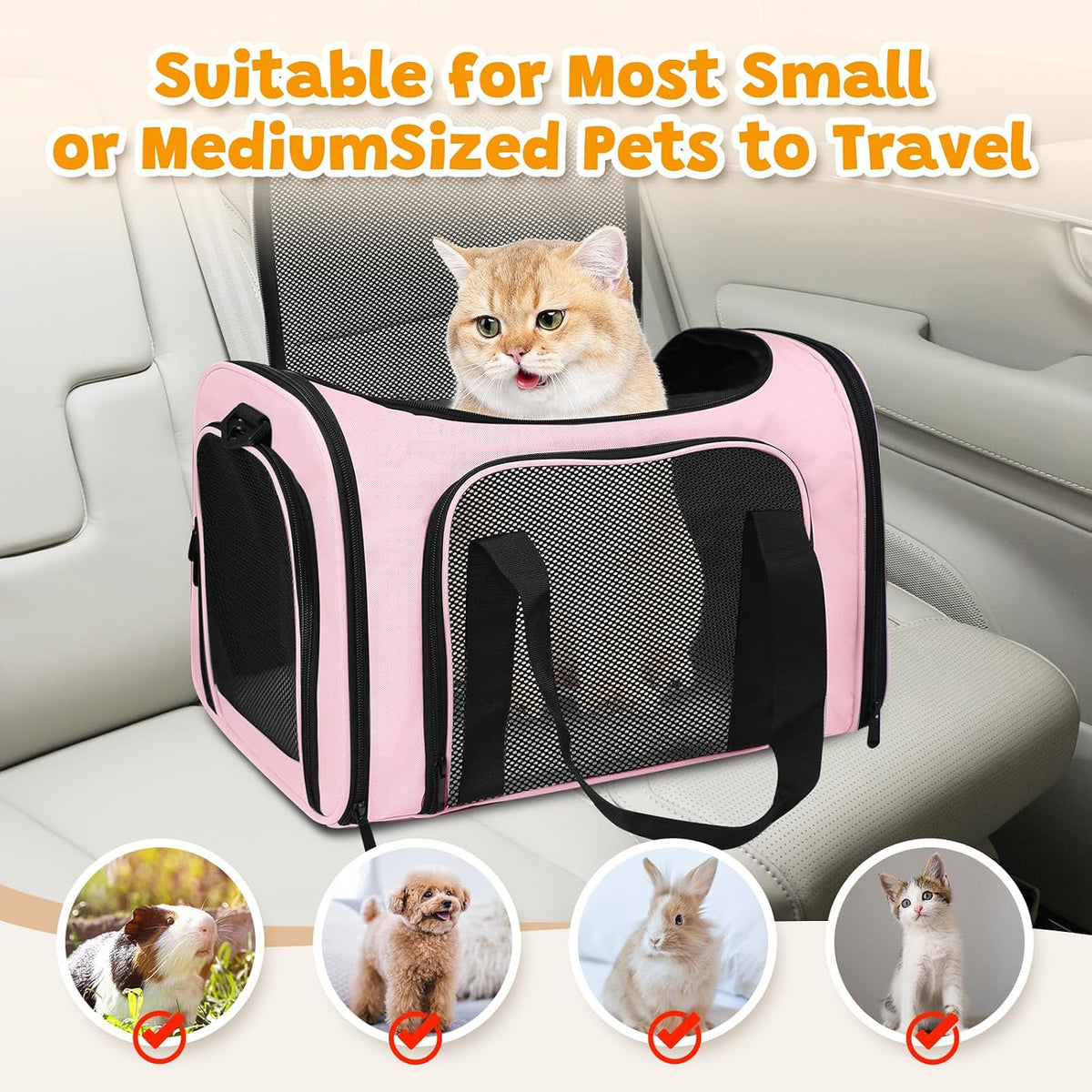 Large Cat Carrier Soft Up to 28 Lbs, Breathable Pet Bag with Steel Frame