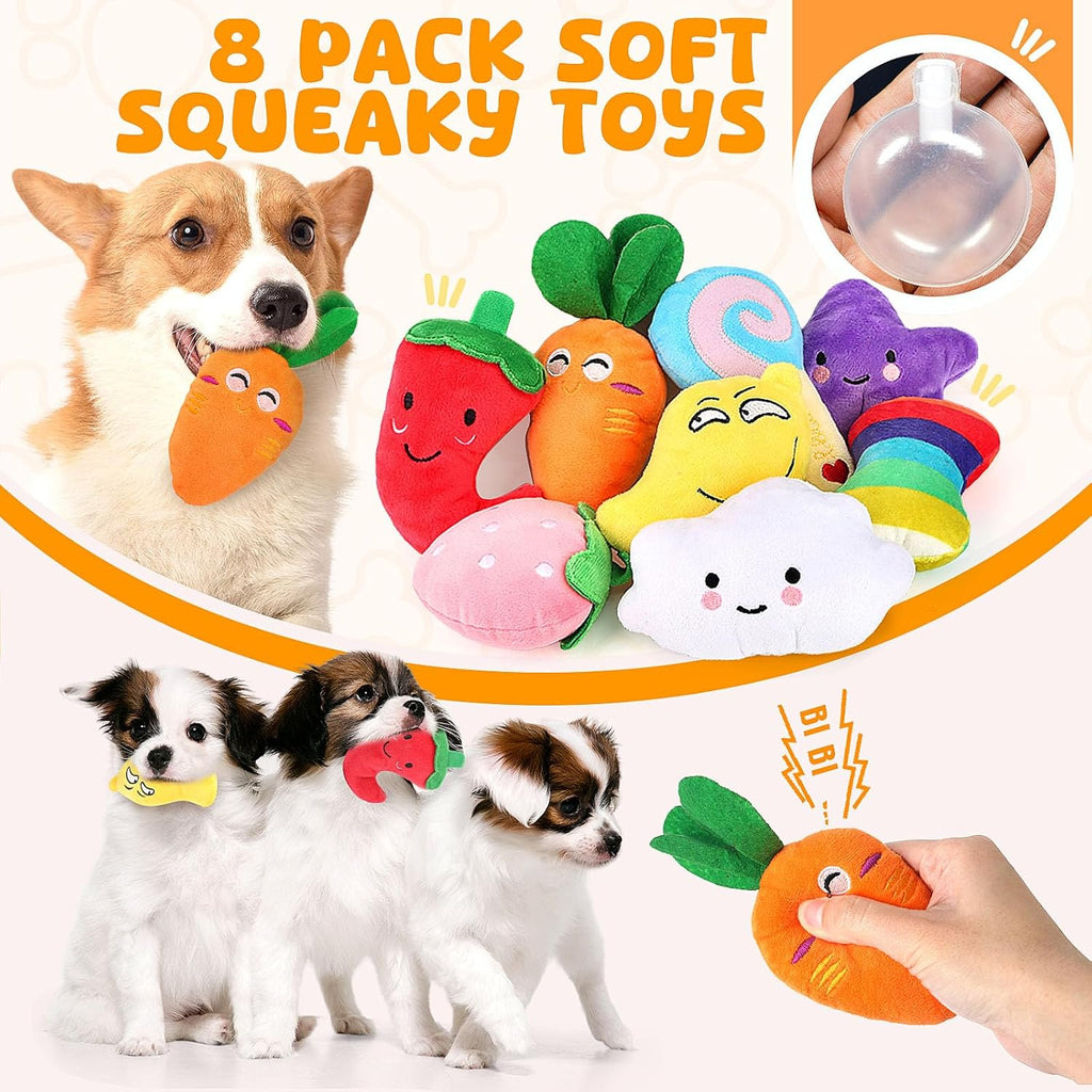 LOYEE Dog Squeaky Toys 8 Pack, Puppy Plush Squeaky Toys for Medium Small Dogs, Cute Pet Toys Stuffed Puppy Chew Toys for