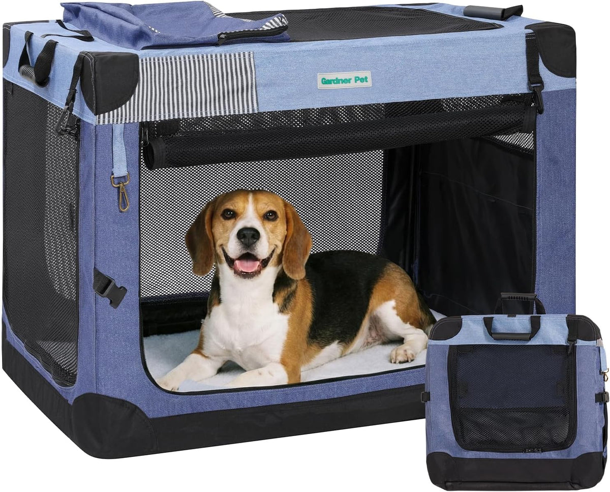 Gardner Pet Soft Collapsible Dog Crate - 36 Inch Portable Travel Dog Crate for Medium/Large Dogs Indoor & Outdoor, 3-Doo