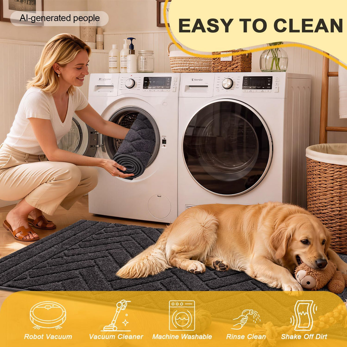 Dog Door Mat for Mud Paws, Dirt Trapper Mud Mat, 24"x59" Charcoal