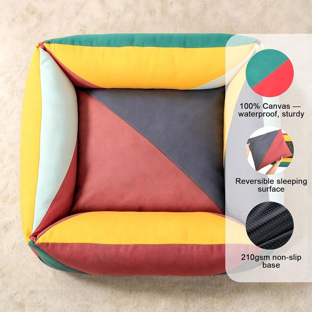 Cotton Canvas Dog Bed(290gsm Thick), 24"x20"x8" Washable Waterproof