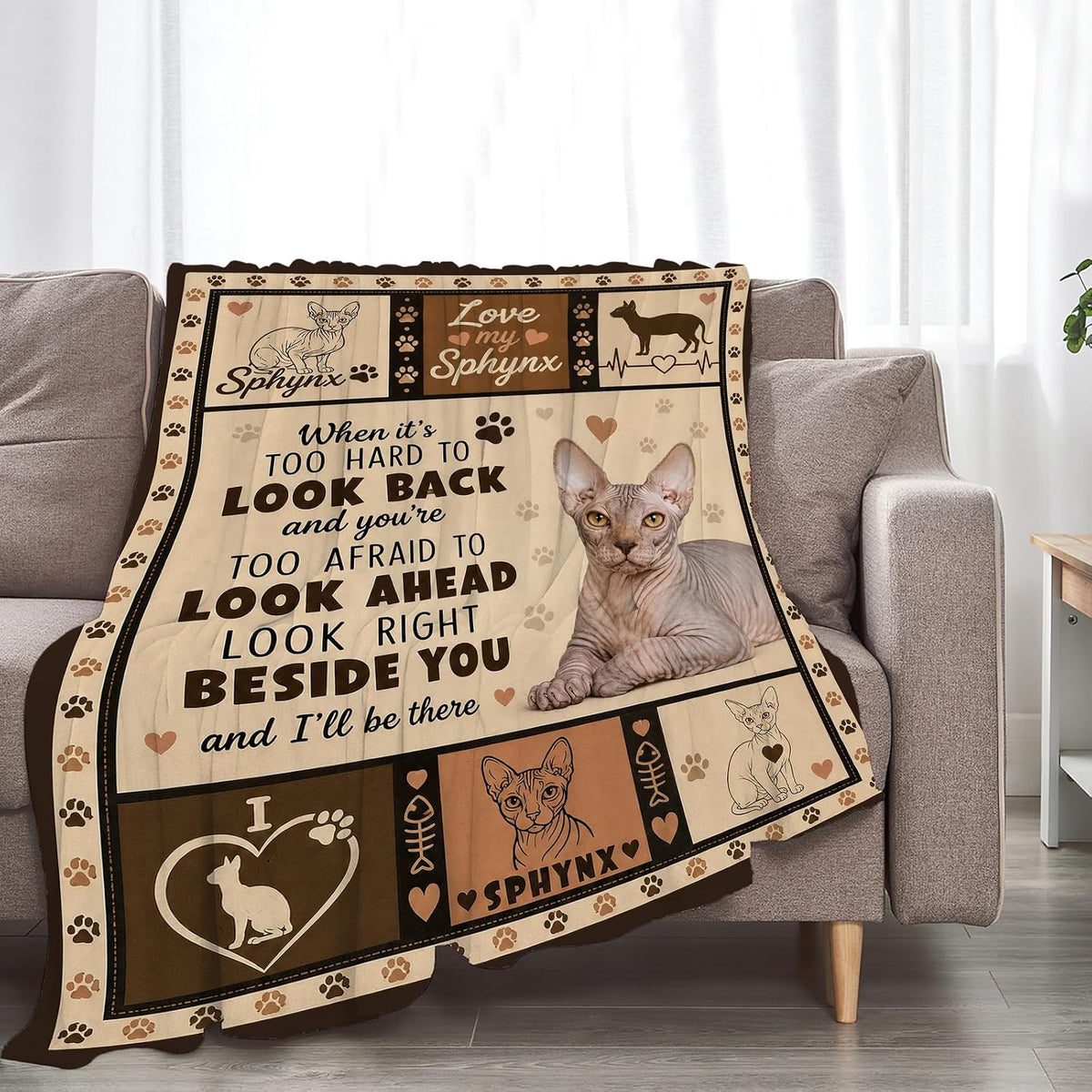 Sphynx Cat Blanket,Hairless Cat Throw Blanket Gifts 60"X50"
