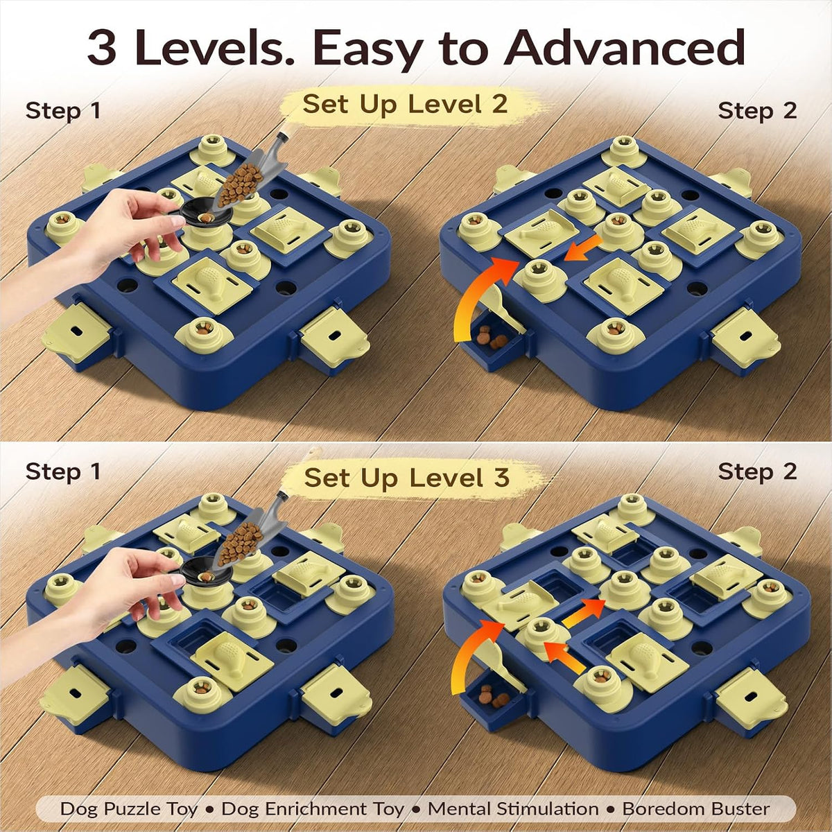 Dog Chess Puzzle Toy, 3-Levels, Mental Stimulation for Smart Dogs