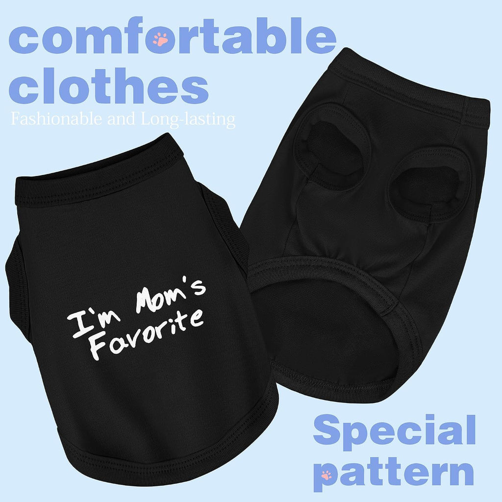 Cozy Sleeveless Canine Wear Dog Clothes, Soft, Lightweight, and Breathable Cotton Dog Shirt with I'm Mom's Favorite Prin